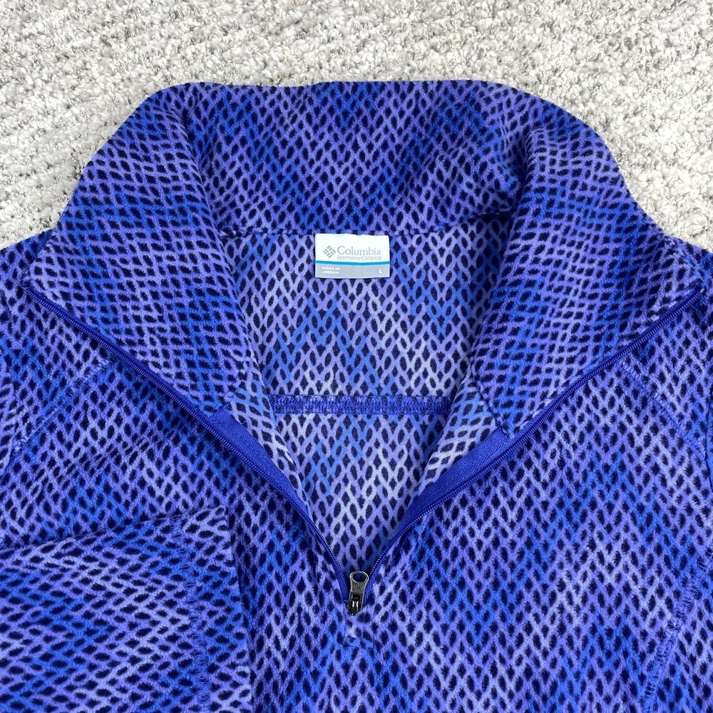 Columbia Sweater Womens Large Fleece Pullover 1/2 Zip Purple Geometric Mock Neck - Picture 4 of 9
